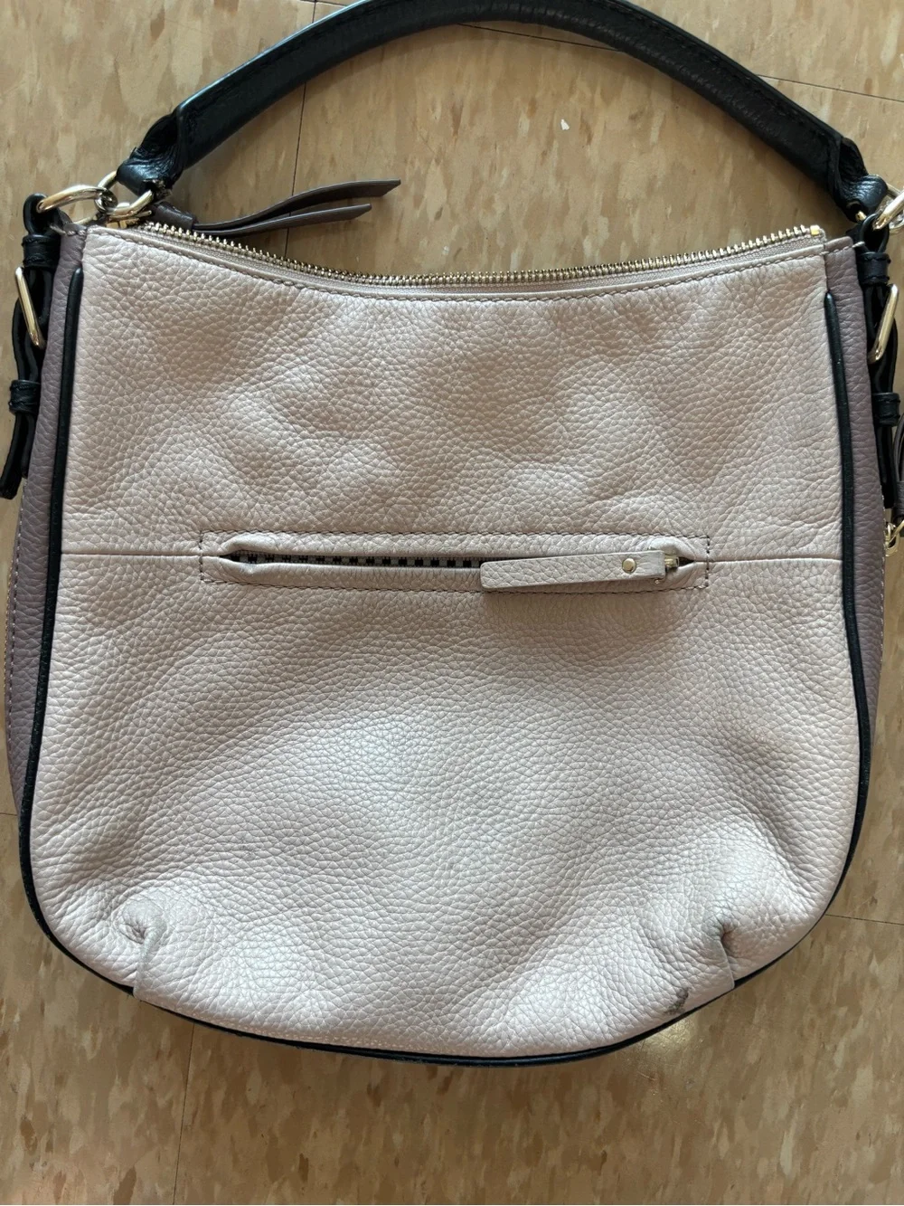 Kate Spade Women’s Leather Shoulder Bag in Light Beige with Black Trim